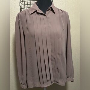 Chic Taupe Pleated Blouse